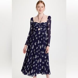 NWT Self Portrait Pansy chiffon cutout midi dress